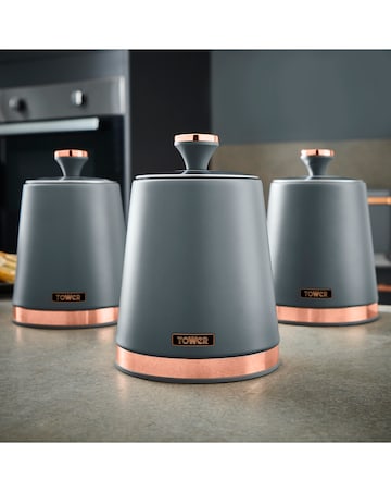 Tower Cavaletto Set of 3 Canisters Grey