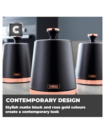 Tower Cavaletto Set of 3 Canisters Black
