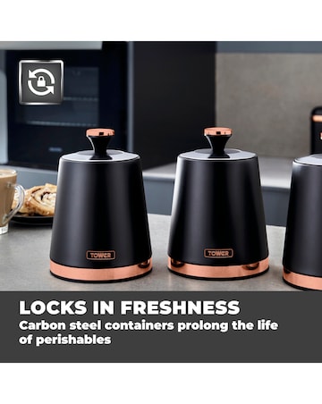 Tower Cavaletto Set of 3 Canisters Black