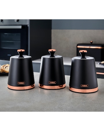 Tower Cavaletto Set of 3 Canisters Black