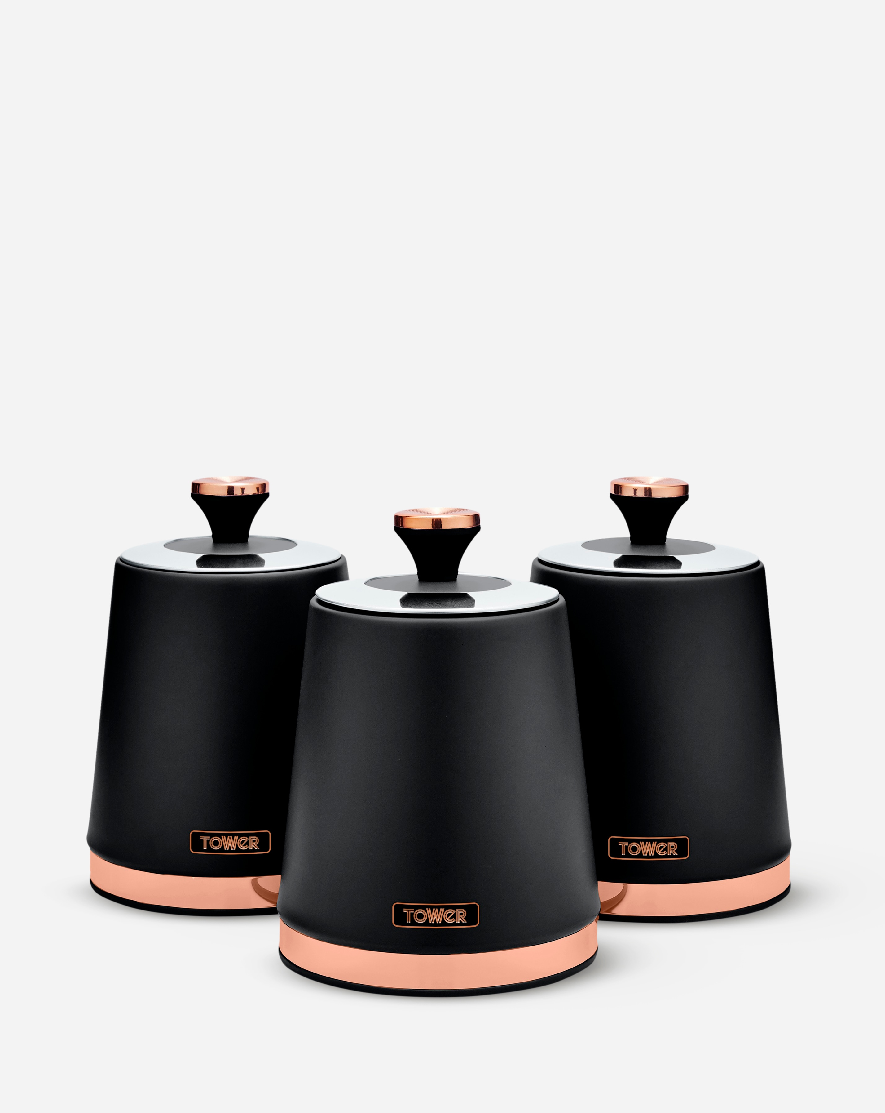 Tower Cavaletto Set of 3 Canisters Black