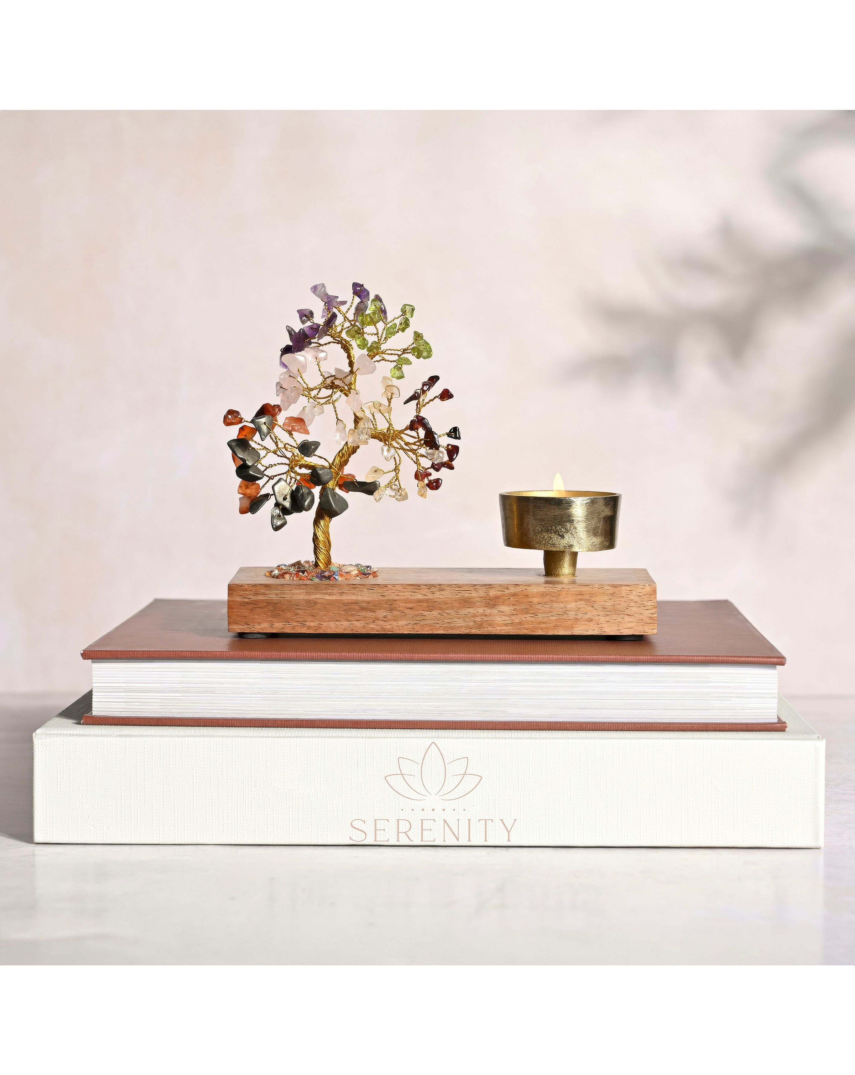 New In - Serenity Gemstone Tree Tea Light Holder