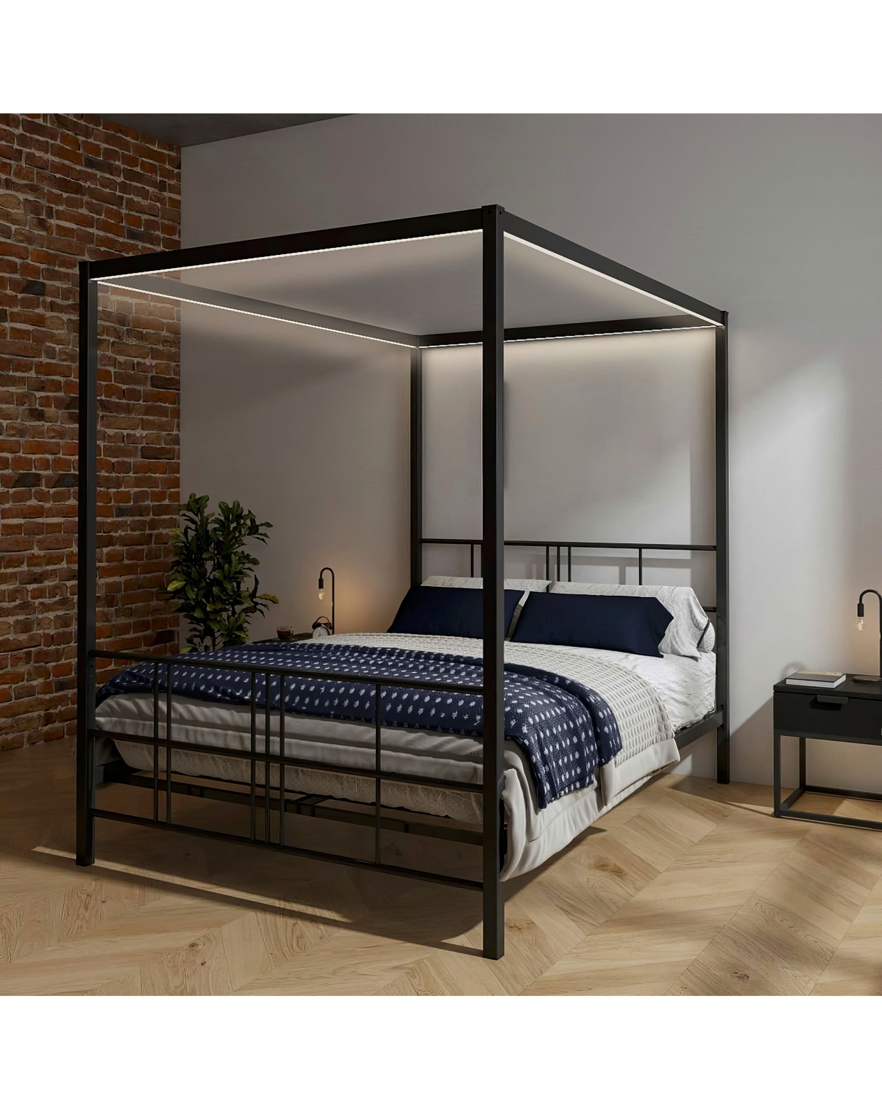 XR Living Fern Four Poster LED Bed