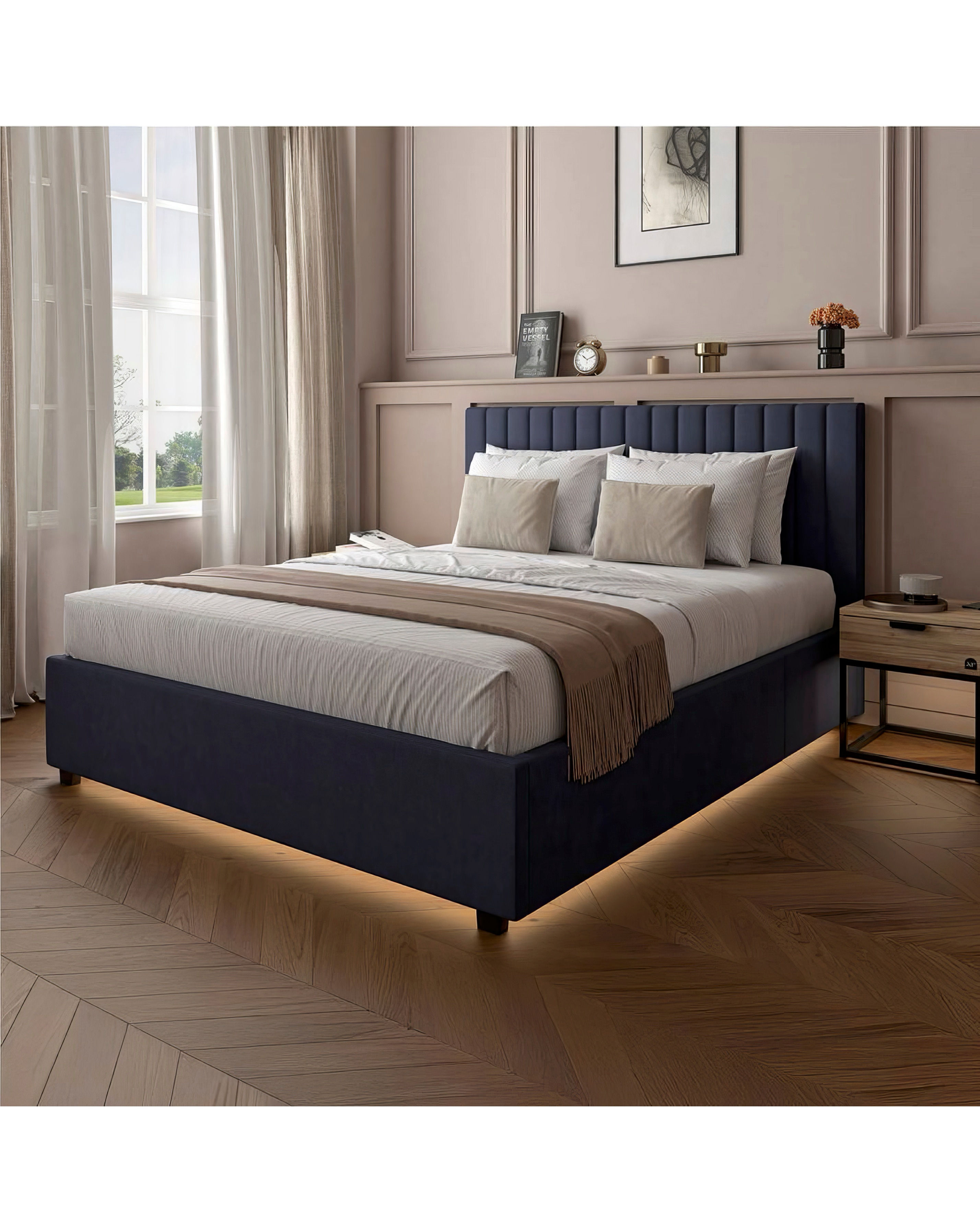 XR Living Maisie Fabric LED Ottoman Bed