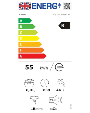 Candy Smart 9kg 1400rpm Washing Machine - Black + installation