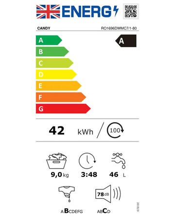 Candy Rapido 9kg 1600rpm Washing Machine - White + installation