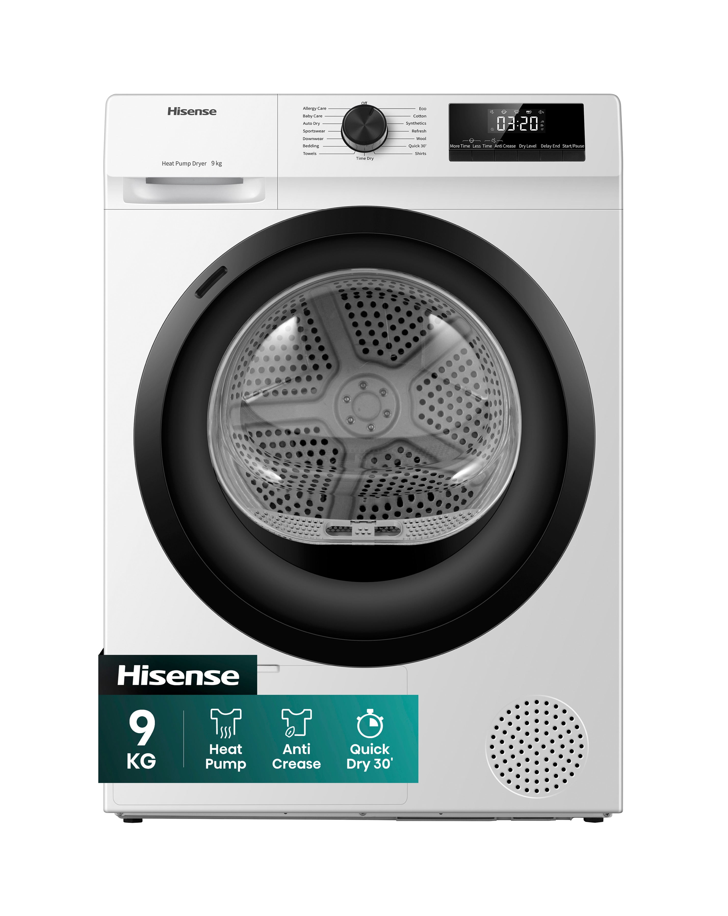 New In - Hisense DH1Q902BW2 Heat Pump Dryer White