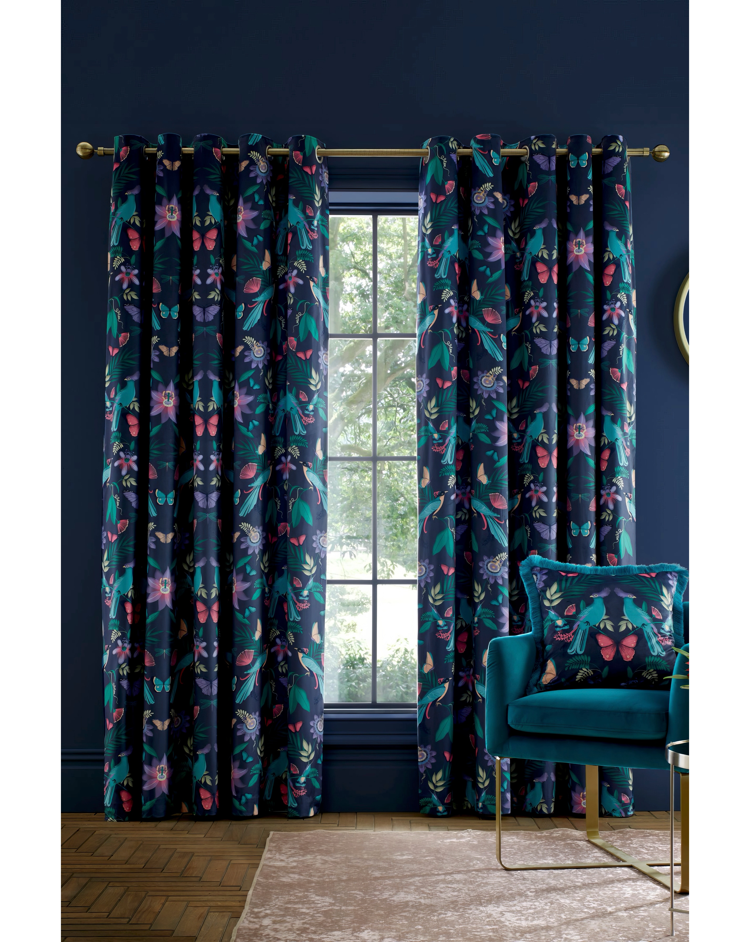 Catherine Lansfield Birds Velvet Curtain