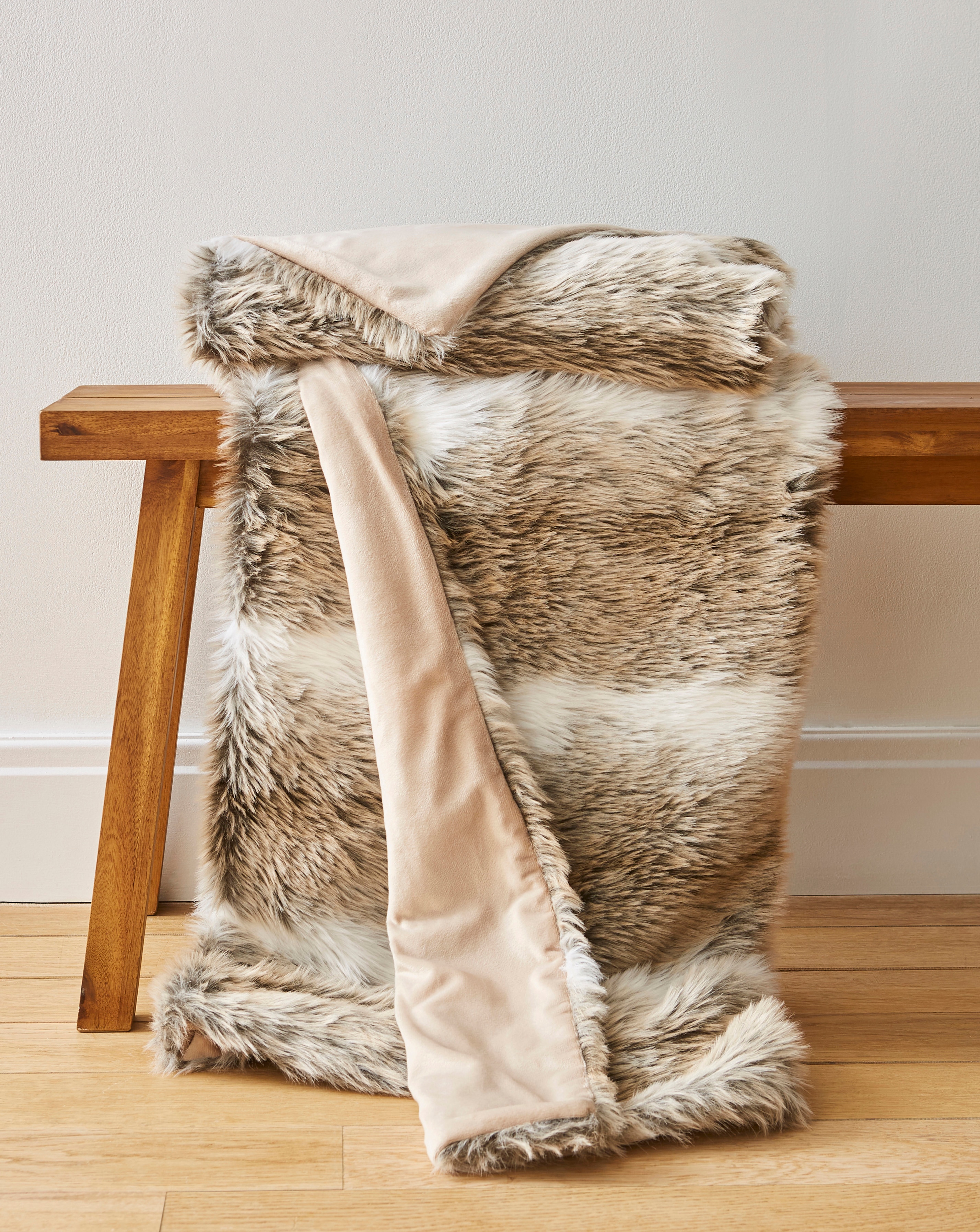 Faux Fur Striped Animal Throw