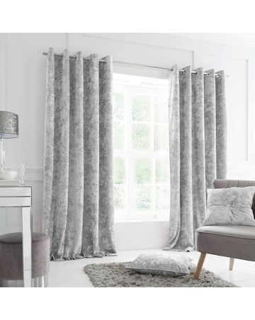 Catherine Lansfield Crushed Velvet Eyelet Curtains