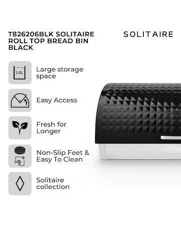 Tower Solitaire Bread Bin-Black