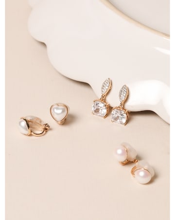 Jon Richard Gold Plated And Pearl Heart Clip Earrings