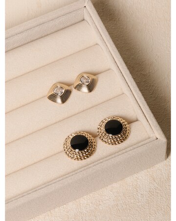 Jon Richard Gold Plated Ridge And Crystal Stud Earrings