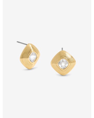 Jon Richard Gold Plated Ridge And Crystal Stud Earrings