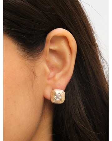 Jon Richard Gold Plated Ridge And Crystal Stud Earrings