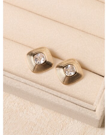 Jon Richard Gold Plated Ridge And Crystal Stud Earrings