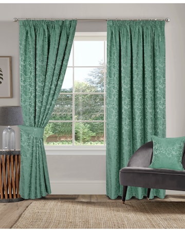 Buckingham Jacquard Light Filtering Pencil Pleat Lined Curtains