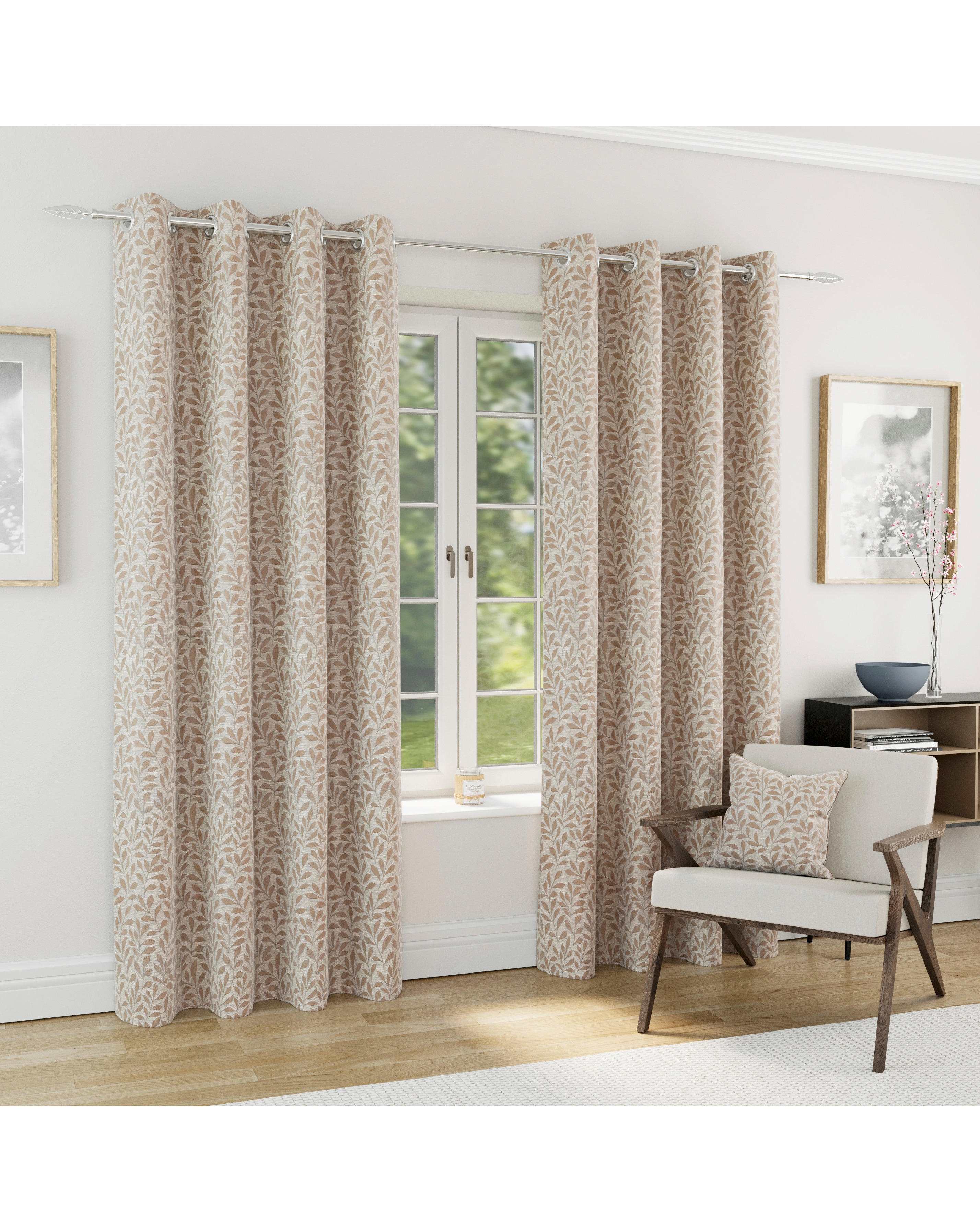 Sherwood Leaf Jacquard Lined Curtains