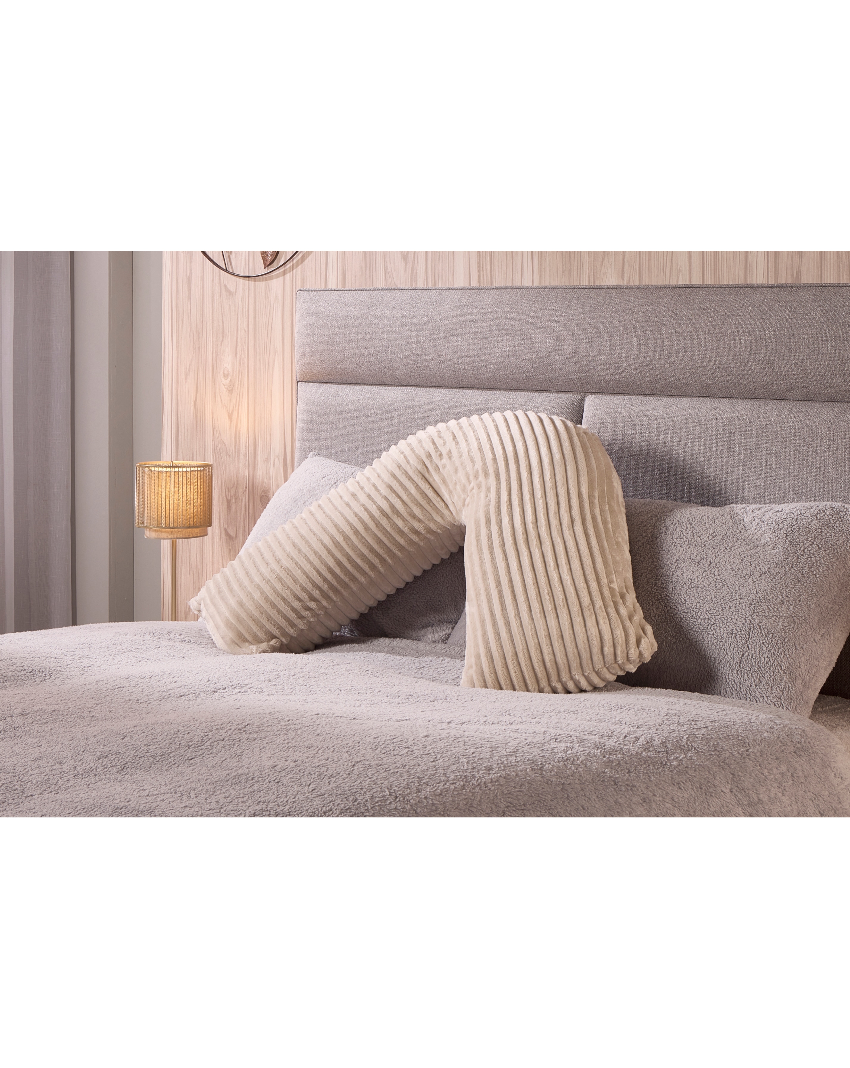 New In - Huggleland Velvet Cord V-Shaped Cushion