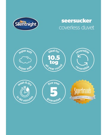 Silentnight Seersucker Coverless 10.5tog Duvet & Pillowcase Set