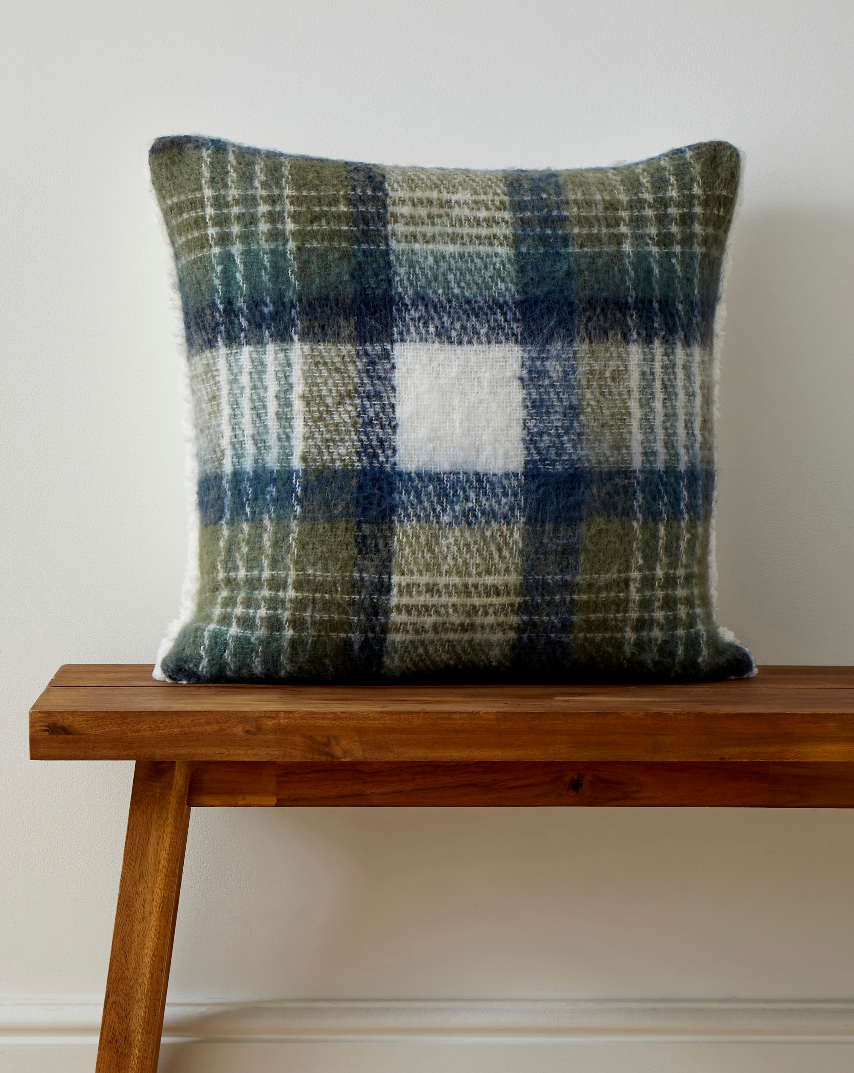 Checked Faux Mohair Cushion