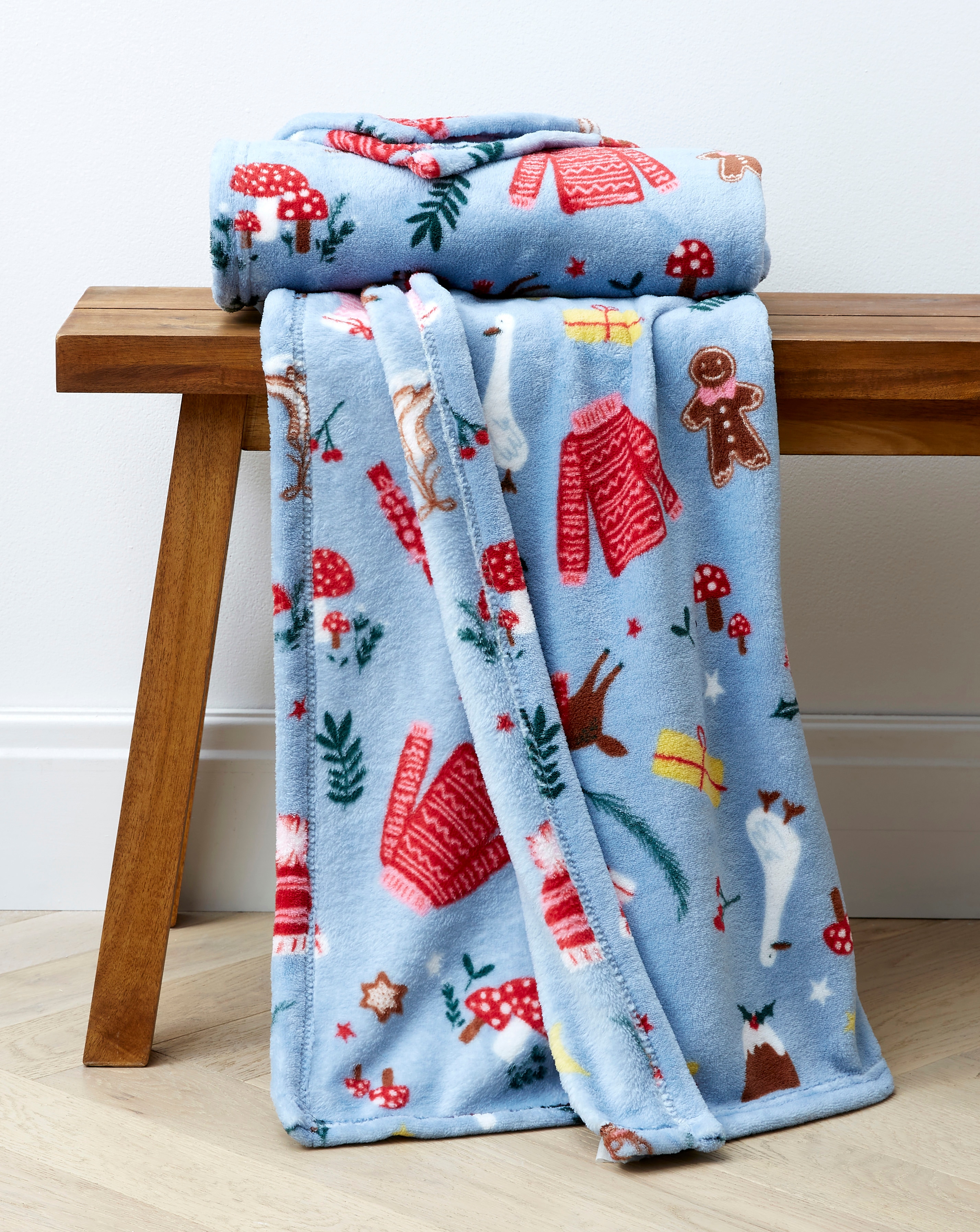 Festive Gingerbread Fleece Throw