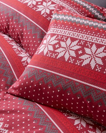 Fairisle Red Brushed Cotton Duvet Cover Set