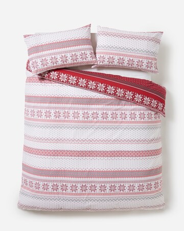 Fairisle Red Brushed Cotton Duvet Cover Set