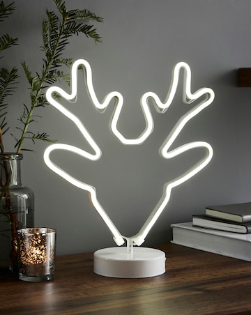 White Neon Reindeer Light