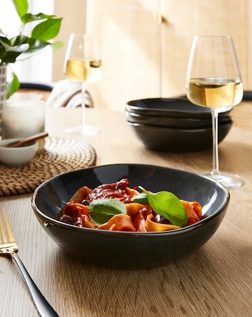 Reactive Glaze Set of 4 Pasta Bowls Blue