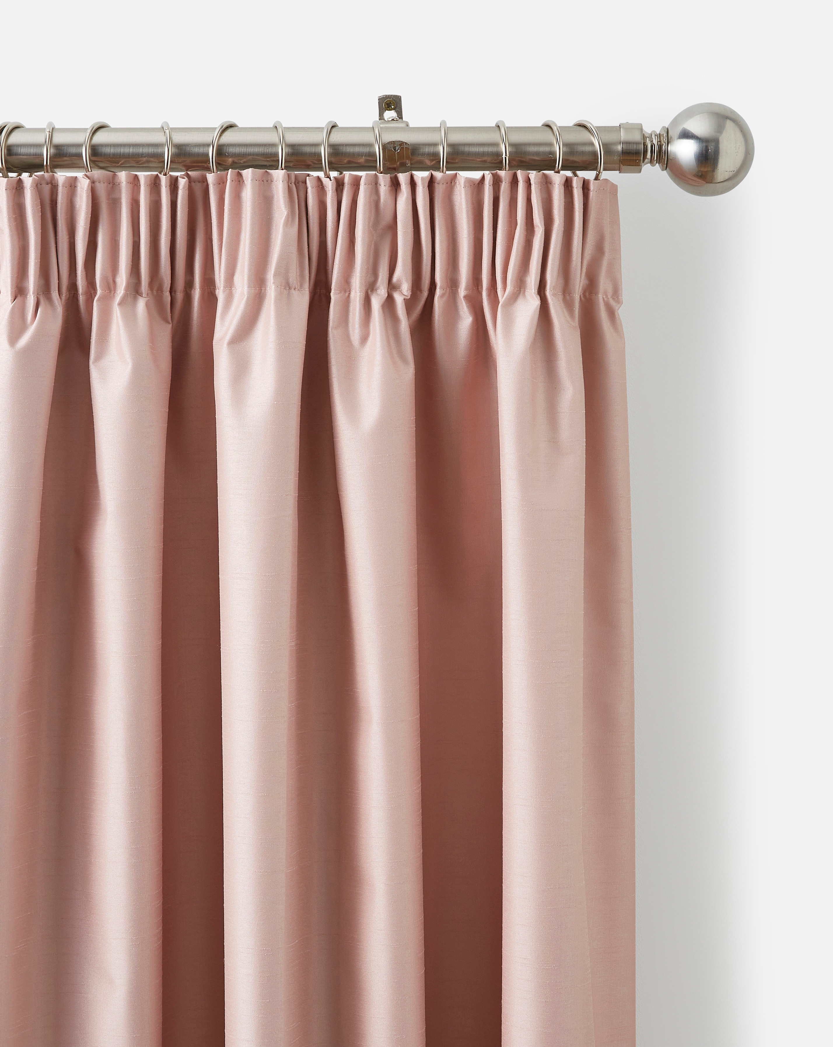 Home Essentials 112X182 Blush Curtains Pencil Pleat Blackout Faux Silk